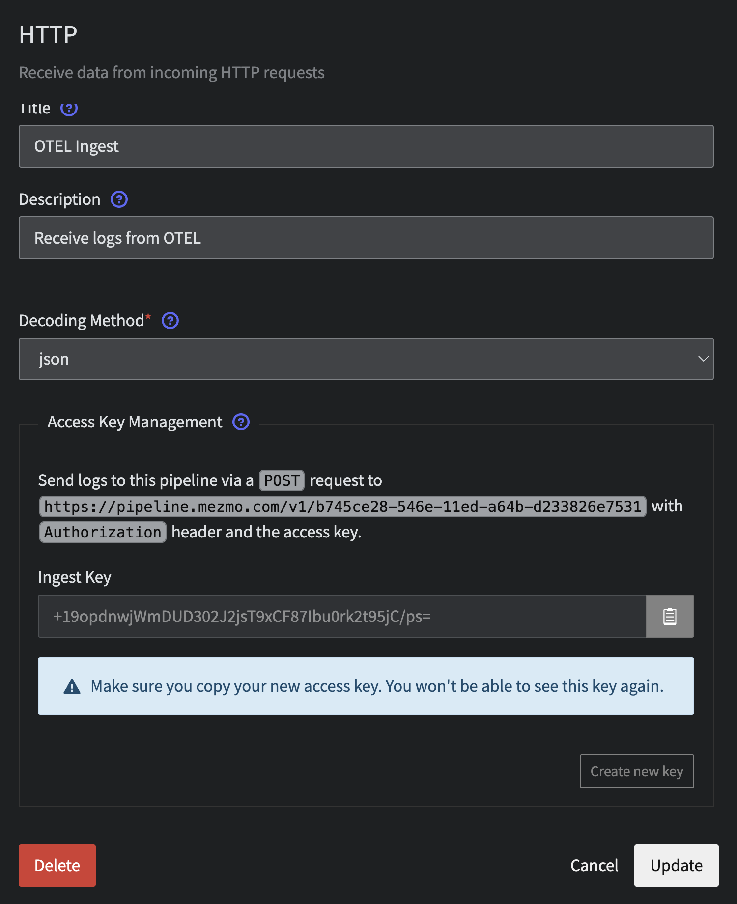 HTTP - Configured key