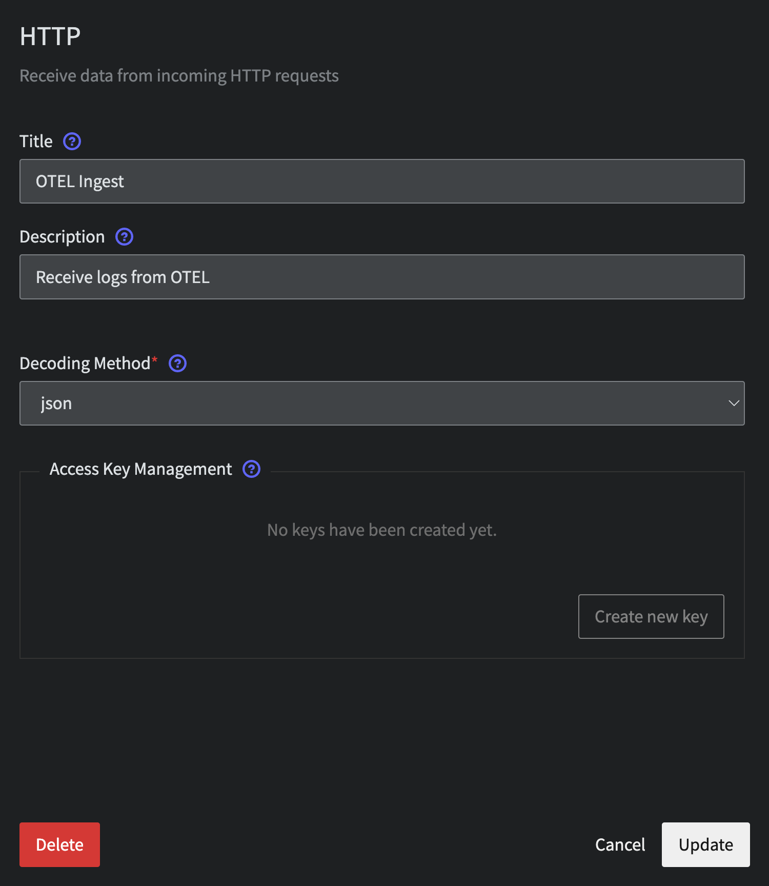 HTTP - Create new key