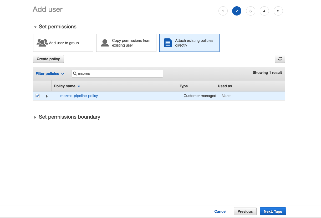 Pipeline User Attach Policy