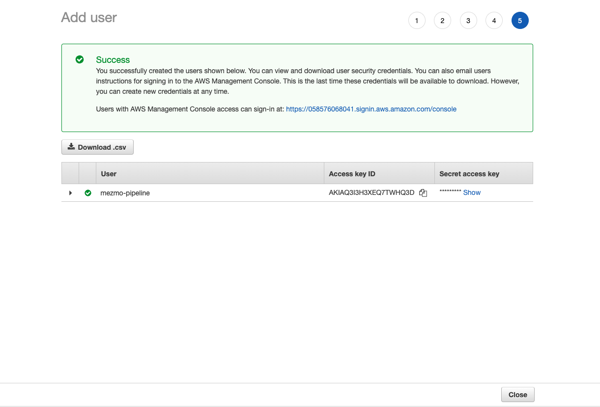 Pipeline User Access Keys