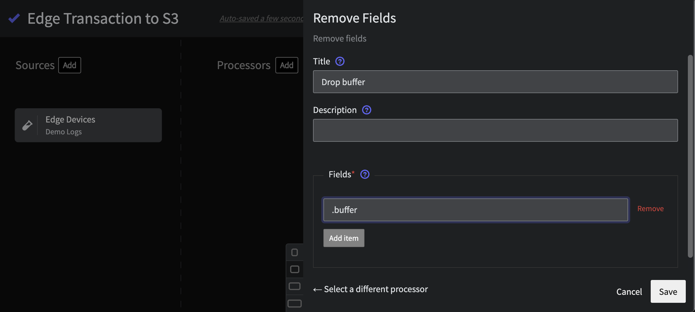 Remove Fields Processor